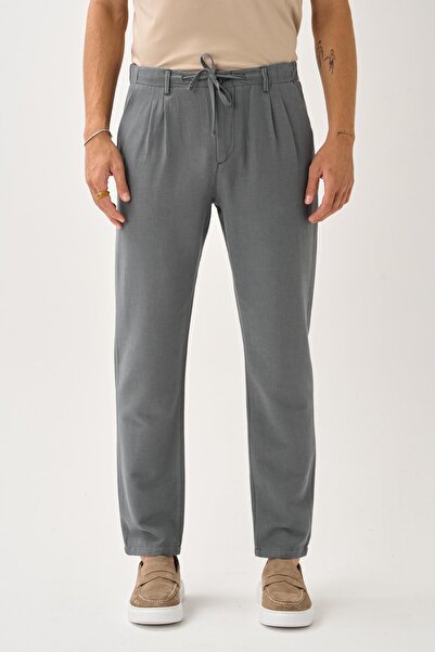 ALEXANDERGARDI Regular Fit Elastic Waist Linen Trousers