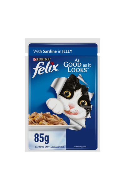 Felix Wet Cat Food with Sardine in Jelly , 85g