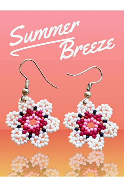 Alyas Aksesuar Handmade White Flower Earrings