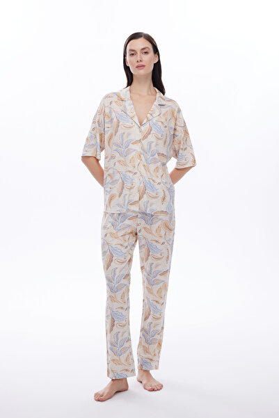 Hays Kadın Viscose Kısa Kollu Gömlek Uzun Pijama Takımı