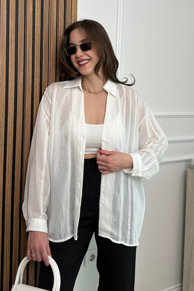 Butik Modana Transparan Detaylı Gömlek