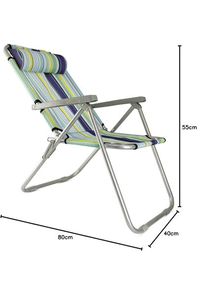 GO2CAMPS Foldable Camping Chair with Head Rest, Adjustable Positions, Heavy Quality(Black Line)