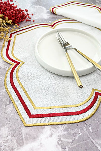 WEARE2 Burgundy Gold Colored Moonrise Embroidered 2 Pieces American Service