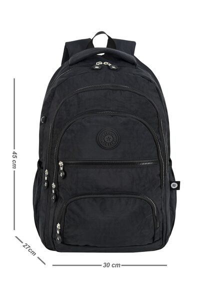 H&D COLLECTİON Luxury Crinkle Fabric High School and Middle School Backpack, Crinkle Schoolbag, Monkey Keychain Gift