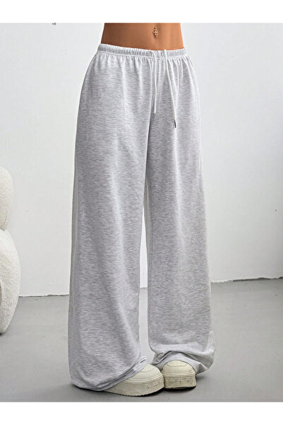 De Carte Kadın Düz Geniş Paça Relaxed Siyah&Gri Kadın Eşofman Altı