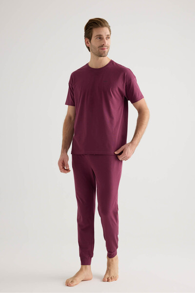 Syah Erkek Pamuklu Kısa Kollu Uzun Pijama Takımı