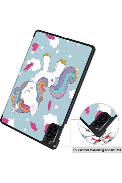 SKYDDAR INNOVATION Husă pentru tabletă Honor Pad X8a, cu suport multi-unghi, FoldPro, Unicorn, set cu autocolant