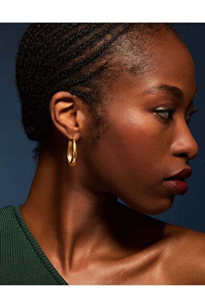 Accessorize Z Large Oval Küpe Altın Kaplama