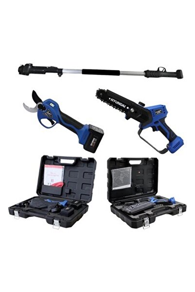Hyundai Akülü Dal Budama Seti Makas Testere ve Uzatma Aparatı ( Akü ve Şarj C...
