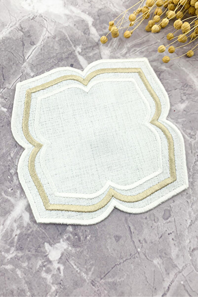 WEARE2 Șervețel de cocktail brodat Moonrise, de culoare alb-bej