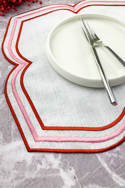 WEARE2 Red Pink Colored Moonrise Embroidered 1 Piece American Service
