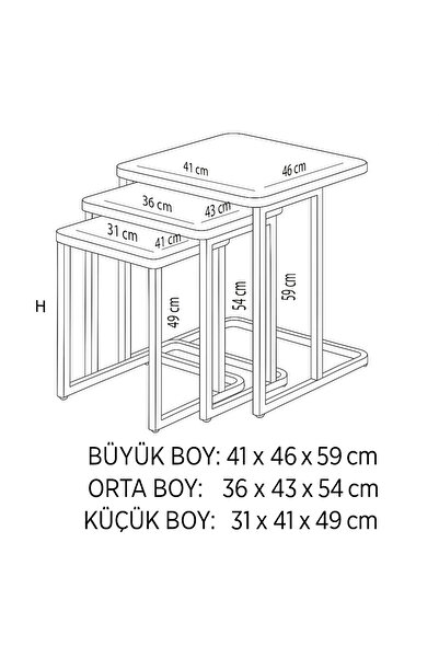 ModernEvveOfis Tekerlekli C 3’lü Zigon Sehpa – Atlantik Çam, Beyaz Metal İskelet