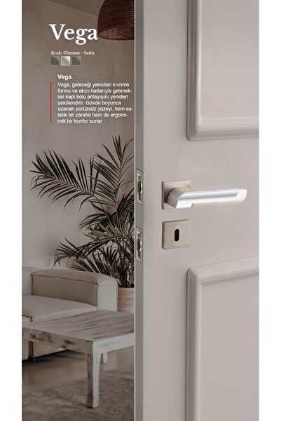 alastore Vega - Oda Kapı Kolu Kare Rozetli Sağ Sol Uygun İç Ev Kapısı Kol Kolları-a201cs