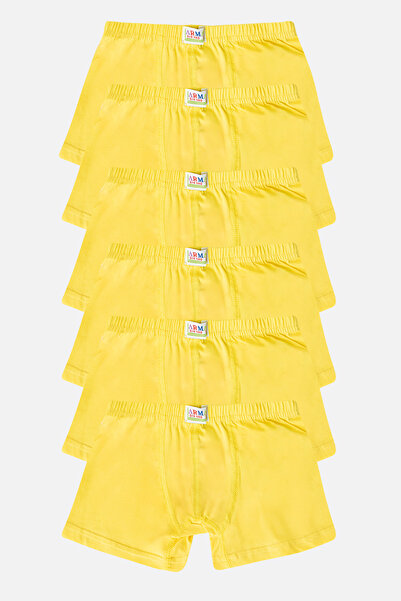 Arma Yıldız Boy's Plain Cotton Lycra Yellow Boxer Pack of 6
