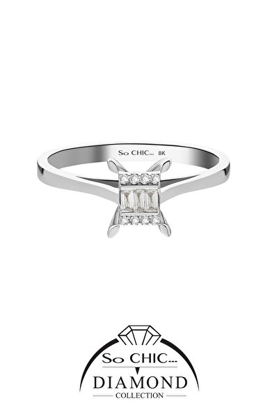 So CHIC... Diamond Collection Beyaz Altın 0.08 Karat Pırlanta Baget Yüzük