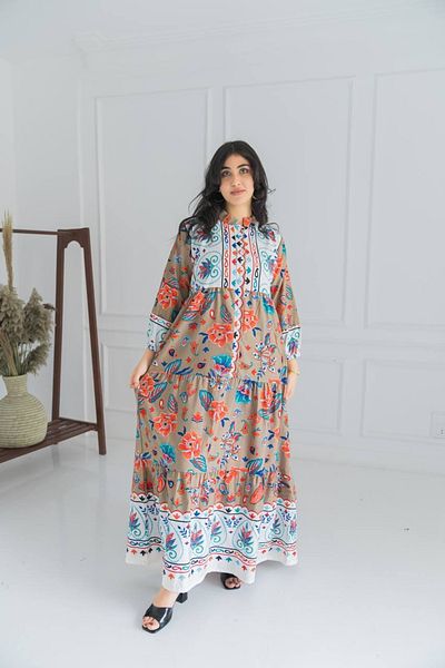 AFandina A patterned jalabiya, a look that combines authenticity and natural beauty A-355