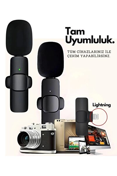 Epilons مجموعة ميكروفونات Lavalier لاسلكية مزدوجة من النوع C، متوافقة مع الها...