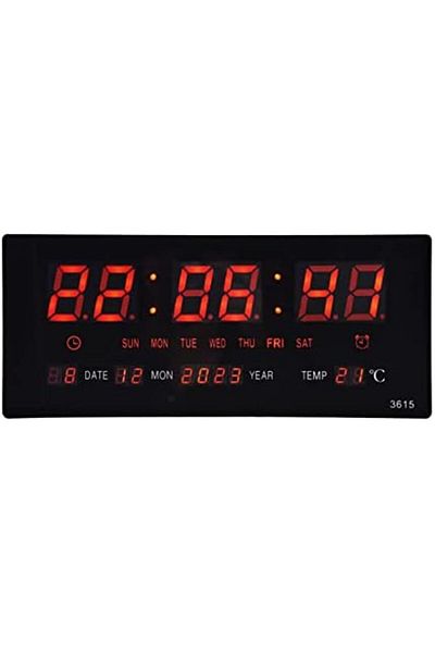 Shopi DAUB Digital Wall Clock, Silent LED Large Display Digital Clock with Date and Day of Week & Indoor T