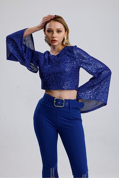 Sense Lined Evening Dress Sequin Blouse |   Blz35014 Saks