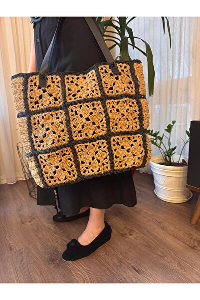 Dilek Yıldırım Custom Design Straw Beach Handbag XXL Size