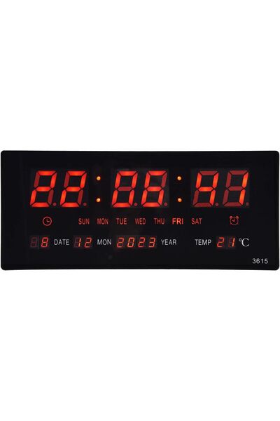 Shopi DAUB Digital Wall Clock, Silent LED Large Display Digital Clock with Date and Day of Week & Indoor T