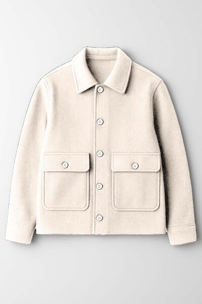 Valiberta Gaspar Stamped Fabric Buttoned Comfortable Fit Men's Jacket - Light Beige