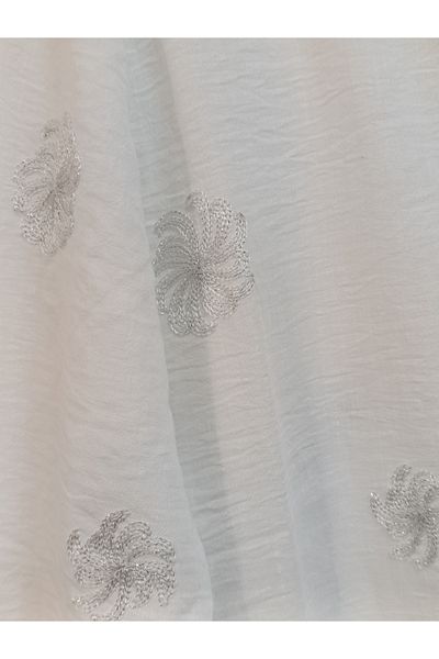 AKŞEN GİYİM Large Size 100% Cotton Linen Glitter Flower Embroidered 80 cm Base Covering Size Hooded Jacket