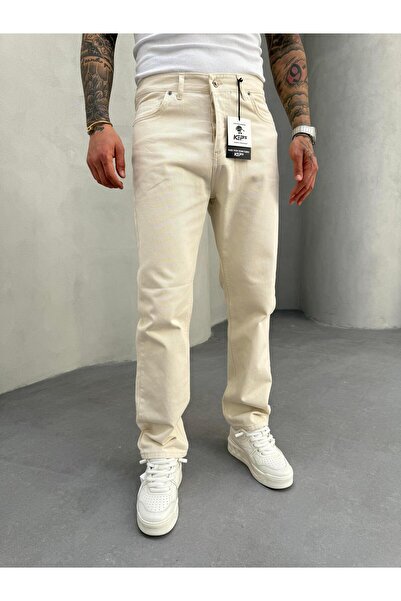 KağanKY Krem Baggy Jean