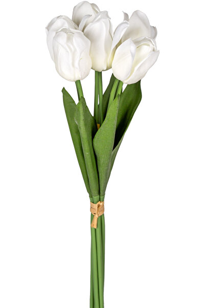 Herdekora Yapay Lale Demet Islak Dokulu Beyaz 44 Cm.