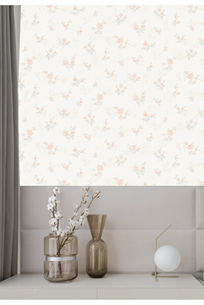 Golden DUVAR KAĞIDI-BORDÜR Silinebilir Somon Rengi Çiçek Desen 5.2m2