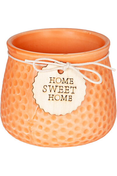 Herdekora Seramik Saksı Home Sweet Home Aksesuarlı Turuncu 10,5x8 Cm.