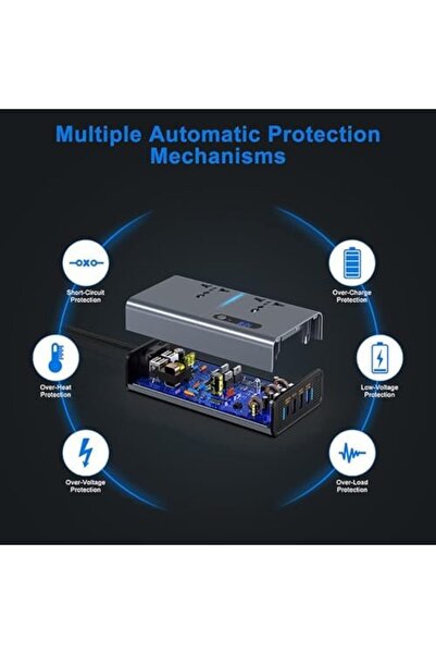Generic Car Power Inverter 200W, DC 12V to 220V AC Car Inverter, 3 USB 1 Type-C Ports Charger Adapter Car Pl