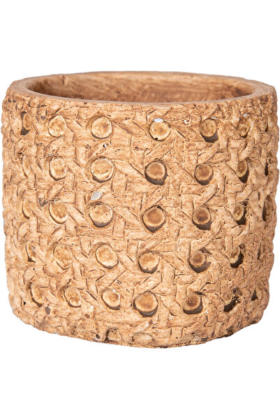 Herdekora Beton Saksı Hasır Desenli Kahverengi 8x7 Cm.