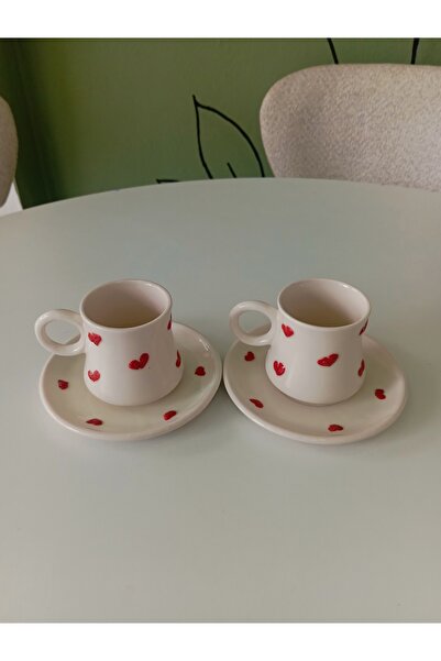 ZÜMRAHOME Set of 2 Coffee Cups with Heart