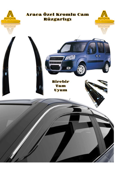 Autovia Fiat Doblo 2000-2010 Arası Araca Özel Kromlu Cam Rüzgarlığı 2li