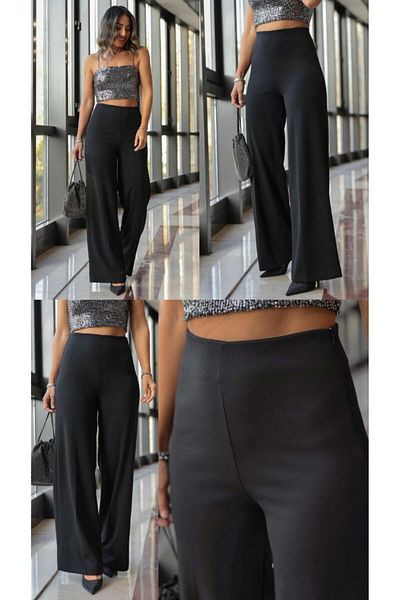 MUG collection Women's Waist Lycra Wide Leg Trousers