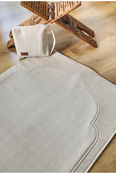 CG HOME Covor de rugăciune cu geantă Natural simplu 70x115 Ç1 Brodat cu geantă Cadou Ç-Ç-1