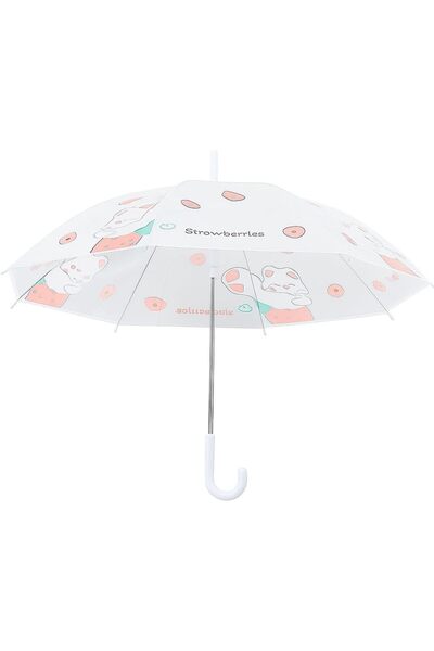 Alsaqer Kids Transparent Rain Umbrella – Cute Cartoon Printed Clear Umbrella for Boys & Girls, Lig