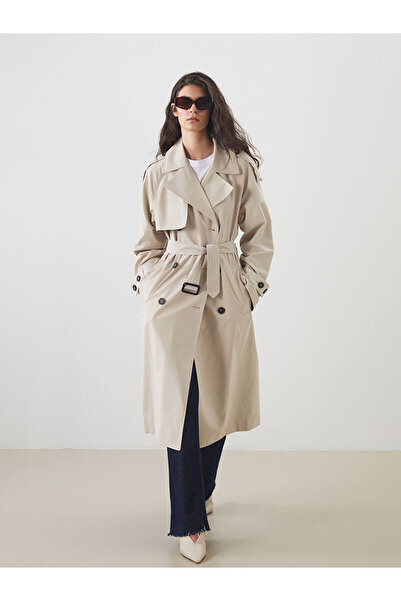 LC Waikiki Double Breasted Collar Oversize Women's Trench Coat