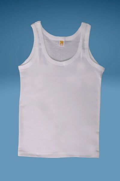 FAAL 337 Tricou pentru băiat, 100% bumbac, pieptănat, cu bretele groase, alb