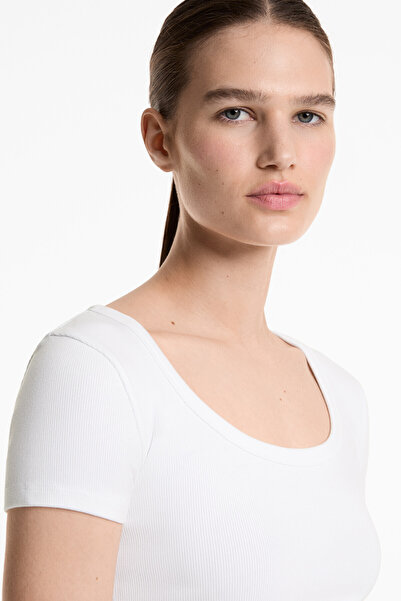 Oysho Heavy rib round neck T-shirt with modal
