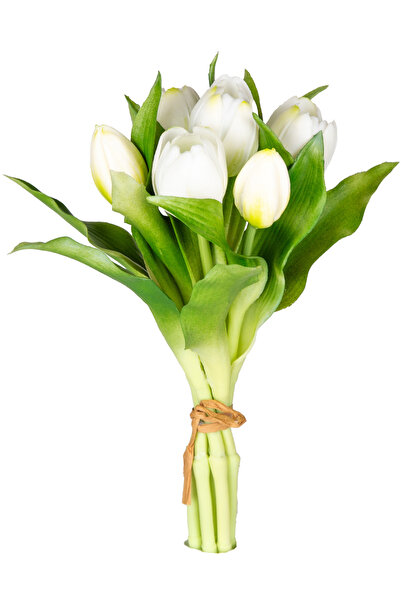 Herdekora Yapay Lale Demet Islak Dokulu Beyaz 26 Cm.