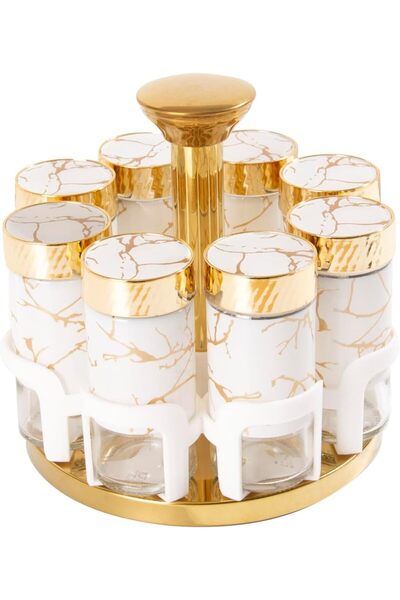 Generic SF381 Rotating Spice Rack, 8 Glass Refillable Spice Jars with Shaker Tops, Seasoning Organizer