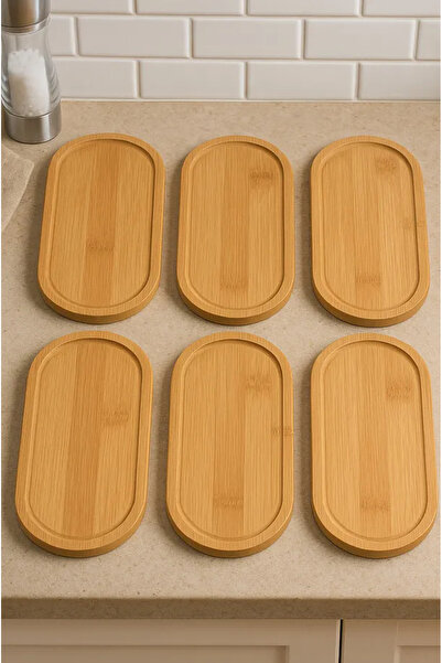 AYGÖREN HOME 6 Pieces Bamboo Presentation Tray Oil Tray Soap Tray Multi-Purpo...