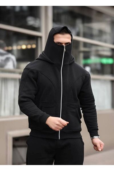 legends butik Unisex Snow Mask Oversize Full Zipper Cardigan Sweatshirt