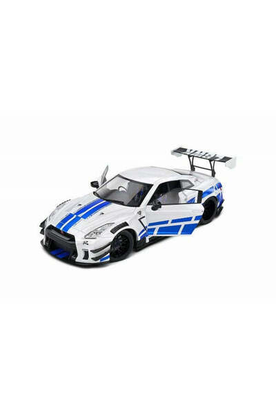Solido Nissan GT-R R 35 LBWK Body Kit Type 2.0 white/blue - 1/18