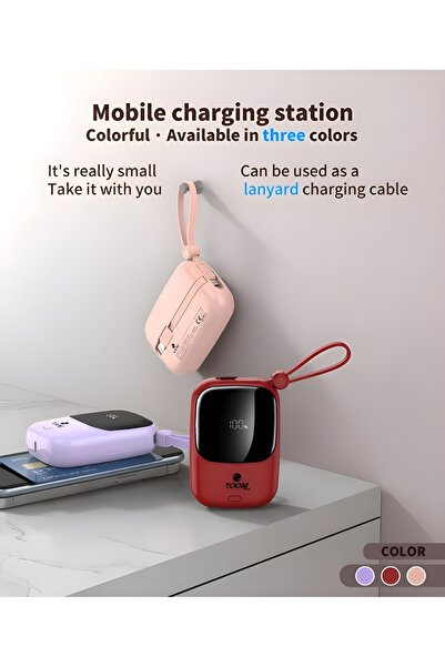 Zoom Plus 10000mAh Power Bank with Digital Display and 22.5W Charging Power with Built-in Type-C and iPhone Cable