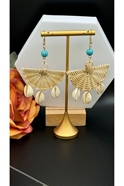 SK aksesuar أقراط VIP بتصميم صدفي متدلي من الخيزران