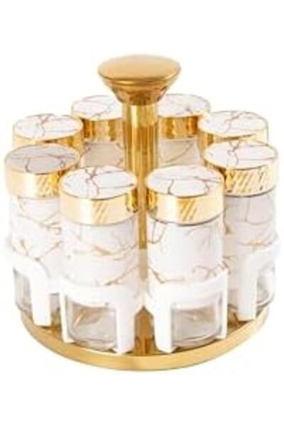 Generic SF381 Rotating Spice Rack, 8 Glass Refillable Spice Jars with Shaker Tops, Seasoning Organizer