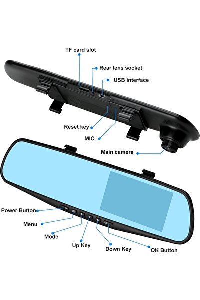 Generic Dash Cam Mirror Dash Camera Front and Rear 1080P Full HD Video Car Driving Recorder Wide-Angl